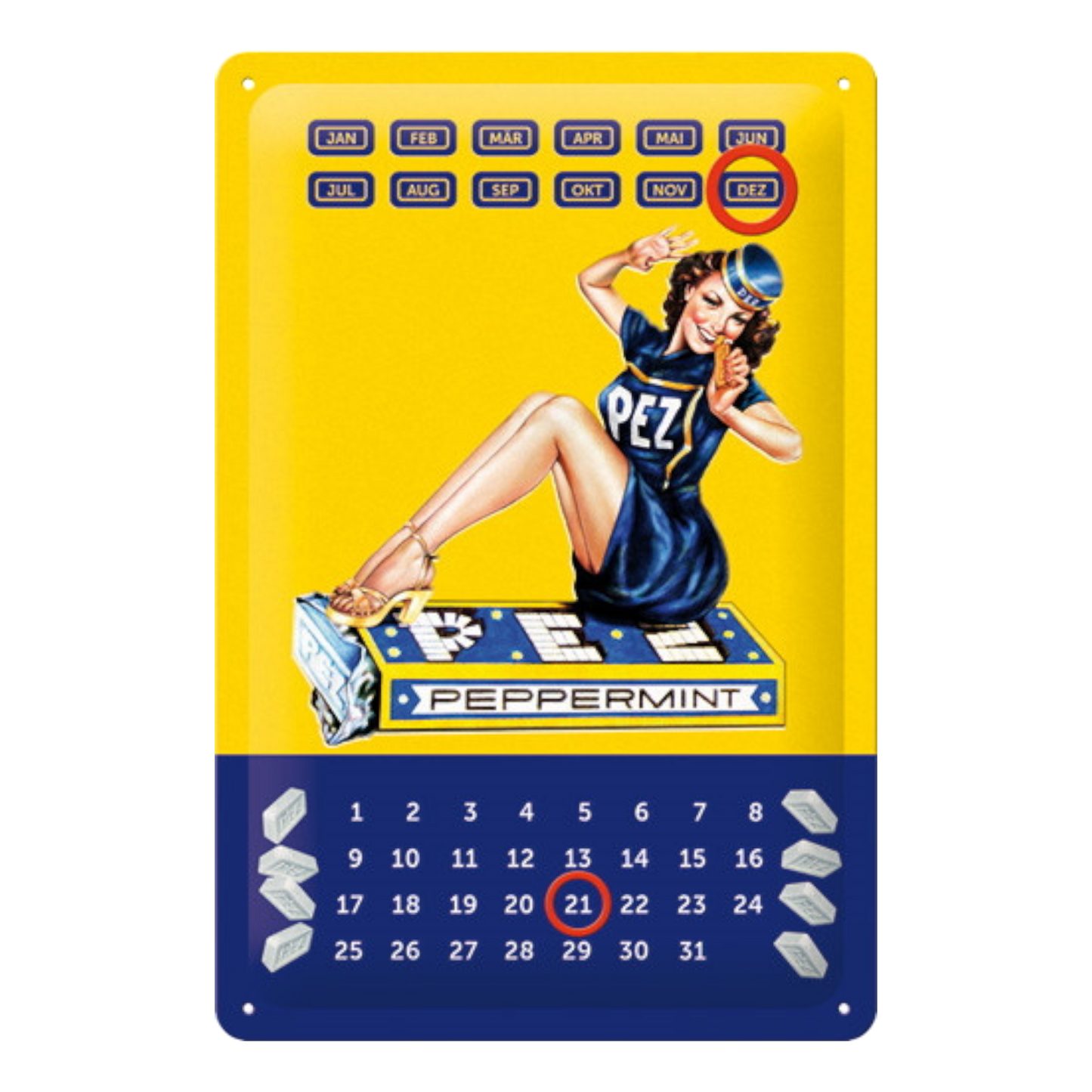 PEZ Retro Blechschild Ewiger Kalender